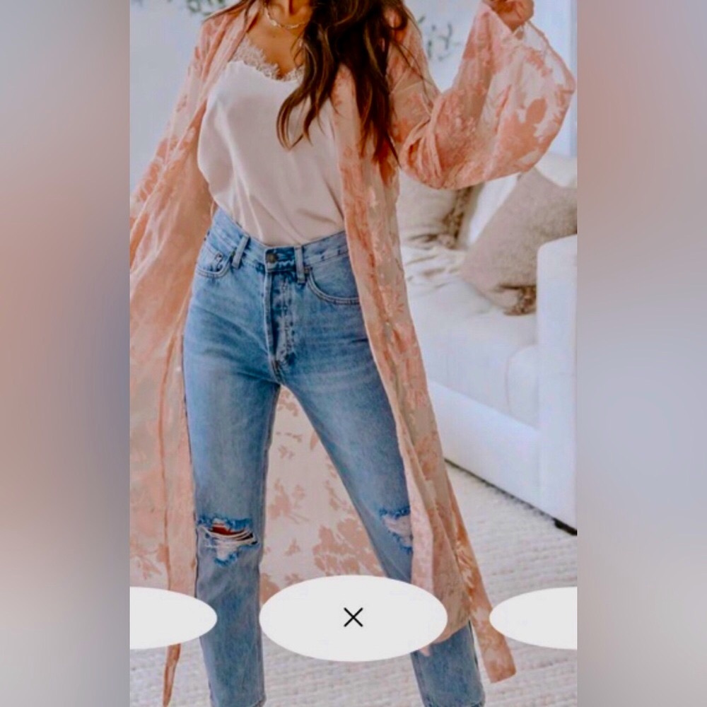 Divine rose blush burnout velvet kimono robe or swim cover NEW Re $69 w/t&s